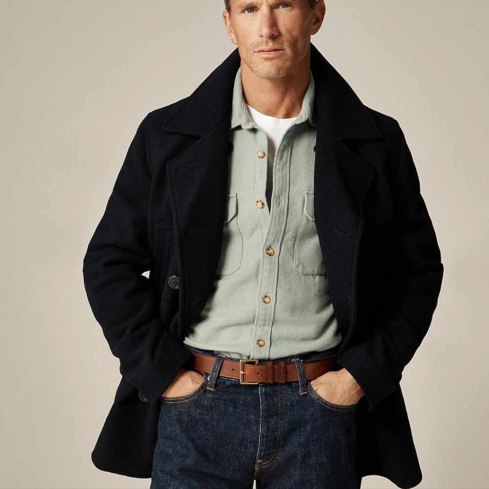 J Crew Dock peacoat in wool blend with PrimaLoft® CO038 Size S NWT Navy